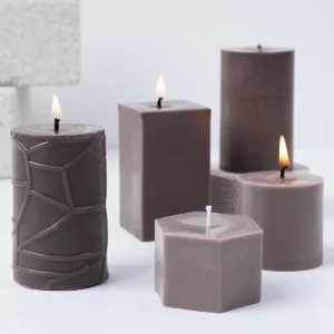 Leather Pattern Pillar Shape Christmas Candle