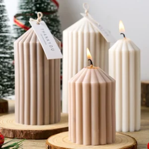 Striped Cylindrical Christmas Candles