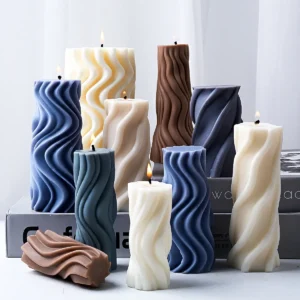 Wavy Strip Cylindrical Christmas Candles